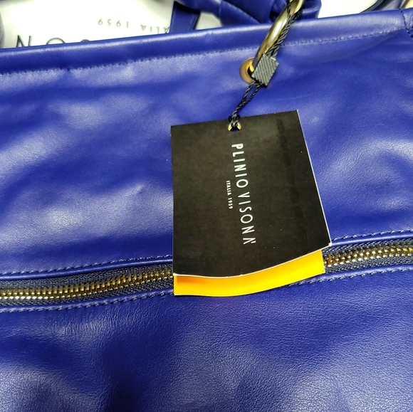 Plinio Visona Lamb Soft Blue ITALIAN Leather Purse Satchel Crossbody Handbag - Picture 6 of 6